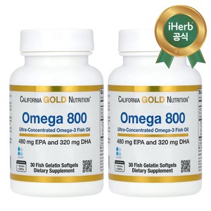 캘리포니아 골드 뉴트리션 오메가800 1000mg 30정 2팩 Califonia Gold Nutition Omega 800 1000mg 30 Softgels, 2개