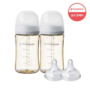 더블하트 모유실감 3세대 PPSU 모먼트 트윈팩 240ml+젖꼭지(2입), 3세대 SS, 새벽그레이, 1세트