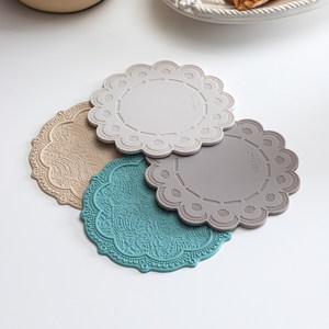VBC까사 실리콘 티코스터 2p세트 4style 6color, 바로크, 웜그레이