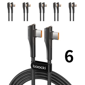 Toocki 90도 듀얼 ㄱ자형 USB-A/C to C타입 480Mbps 초고속 충전케이블, CtoC 100W, 6개, 1m