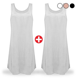 마켓콩 여자 민소매 인견 슬립 이너 원피스-2p 블랙+스킨 (속치마)