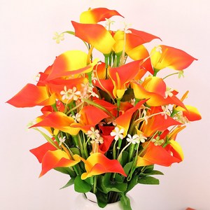 3+2 행사 인테리어 성묘 산소 납골당 조화 꽃 부케 꽃다발, 27_카라-오렌지, 1개