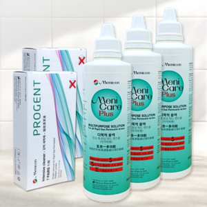 메니케어플러스 드림렌즈 하드 렌즈 세척액 보존액+메니콘프로젠트 렌즈 단백질 제거, 1세트, 5ml, 메니케어3개, 프로젠트2팩(전용통 없음)