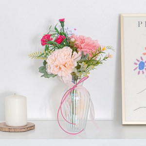 카네이션 레인보우 꽃화병 set 26cm (DIY) 어버이날 스승의날 조화 꽃 소품, 1p