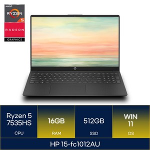 HP 2024 노트북 15 라이젠5 라이젠 7000 시리즈, Jet Black, 512GB, 16GB, WIN11 Home, 15-FC1012AU