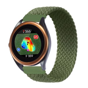 스페이스쉴드 보이스캐디 VOICE CADDIE T8 22mm 호환 스트랩 브레이드 솔로루프 밴드, L, 카키