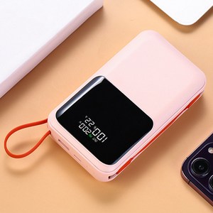 노트북 보조배터리 66W 초고속충전 30000mAh C타입 경량 휴대용 내장 케이블, 블러쉬 핑크