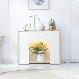 히든가구 클레어 LED 벽난로콘솔 아치형 홈인테리어 집꾸미기 선반장 벽난로 장식장 수납장, 메이플