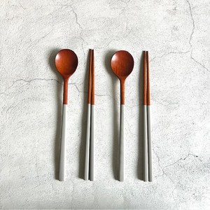 [2개 묶음] 로얄 우드 수저세트 옻칠 원형 나무 숟가락 젓가락, 1개, 수저세트 2개, 그레이