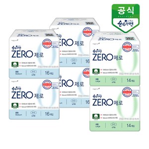 순수한면 제로 생리대 날개형 중형 4p + 대형 2p 세트, 1세트