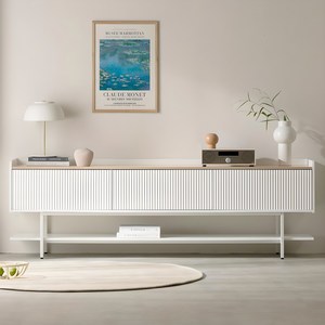 웰퍼니쳐 아띠 템바보드 거실장 2000 도어 방문설치, 화이트 + 오크