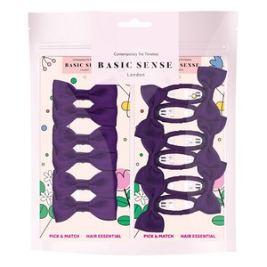 베이직센스 여아 리본 헤어핀 고무줄 6+6 세트