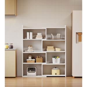 쉬리브 다용도 주방수납장 조립 길이 조절 가능 주방 선반 조립 전자레인지 선반, 4단, 흰색