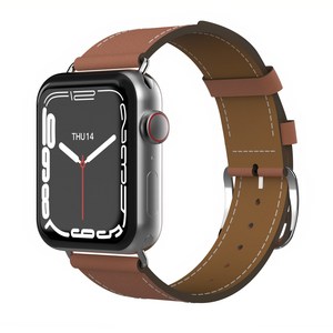 아이메이드잇 애플워치 호환 모던 가죽밴드 각인 스트랩, 이니셜 각인 추가(배송메세지 각인 내용 전달 필수), 브라운