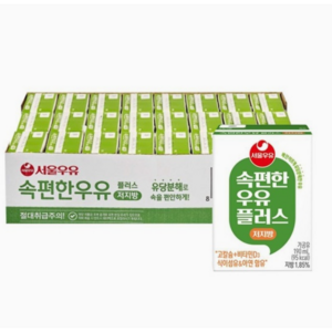 서울우유 속편한 우유 플러스 저지방, 190ml, 24개