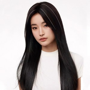 HAIRCUBE 여성용 옆머리가발 3D 입체커버 정수리 부분가발 100%인모 한 피스, 다크브라운, 25cm, 1개