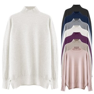 지오벤투 여성 반목폴라 니트 티셔츠 터틀넥 골지 봄가을겨울 기본 무지 목니트 긴티