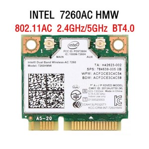 듀얼 밴드 무선 AC 7260 인텔 7260AC 7260HMW 7260HMW 7260AC 하프 미니 PCIe 블루투스 무선 와이파이 867M, AC7260HMW, 0 AC7260HMW, 1개