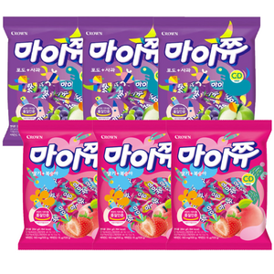 크라운 마이쮸 딸기 복숭아 284g + 포도 사과 284g, 3세트