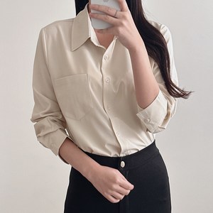 큐즈 여성용 사계절 링클프리 구김방지 긴팔 무지 빅사이즈 블라우스 셔츠