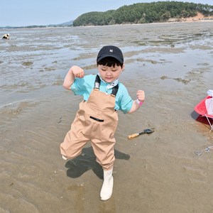 어린이 유아 해루질 갯벌 체험 가슴장화, 180, 베이지