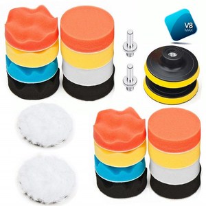 드릴용 광택패드 유막제거 폼 패드 컴파운드 폴리싱 스펀지 광택 자동차 차량용 세차 세트 22피스 3인치 V8MAX, 1개