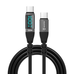 나쁜여우 디스플레이CtoC PD100W 초고속충전 실리콘칼라케이블, 블랙, 1개, 0.5m