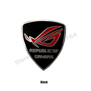 컴퓨터 케이스 알루미늄 스티커 ROG 로고 게이머 믿음 라벨 PC 캐비닛 MOD 부품 블랙 화이트, [01] Black, 1개
