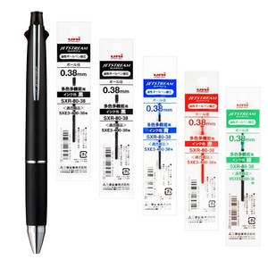 제트스트림 4색+샤프 0.38mm 리필 5개 세트 MSXE5-1000-38