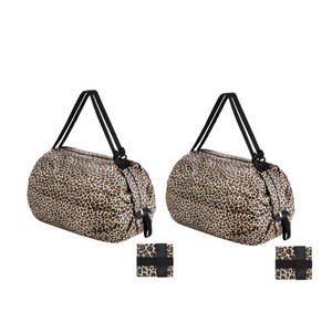 미엘스토리 접이식 장바구니 시장 가방 휴대용 에코백 1+1, 2개, 호피