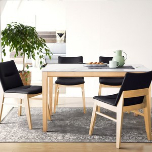 베스트리빙 루마니아 빈츠 포세린 12T 통세라믹 1200/1400 4인용 와이드 세라믹 식탁 테이블 세트/의자4개/의자2개+벤치형/4colors 2size, 의자4개형, 화이트세라믹/내츄럴(블랙)