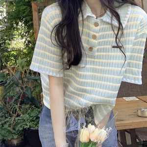 쿠쿠엘리 여름 귀여운 스트라이프 니트 H25