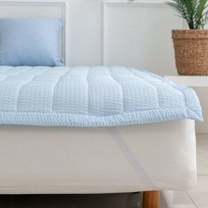 국내산 냉감패드 시원한 누빔 침대 쿨 매트, 블루