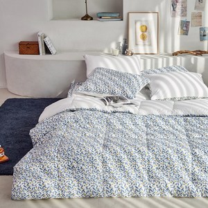 [코쉬] 아드리앙 항균 광목 순면 100% 간절기 먼지없는 진드기방지 사계절 차렵이불 침구세트 (차렵이불+베개커버+침대패드) SS/Q (그린/블루)