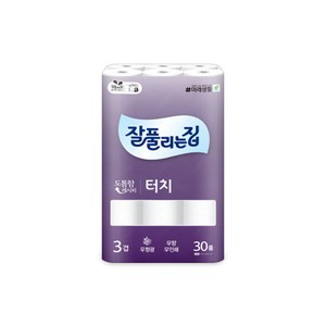 잘풀리는집 깨끗한 3겹데코 터치 25M 30롤 롤화장지 고급롤화장지(3겹이상) 25m, 30개입, 1개