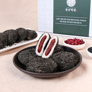 청년떡방 식사대용 흑임자 듬뿍 저당앙금 흑임자 찹쌀떡, 1개, 1.2kg