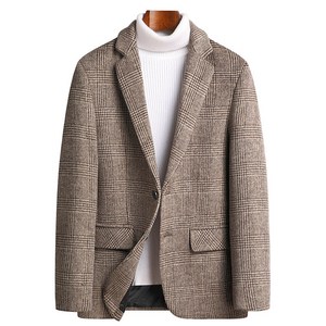 WPUY 남자 겨울 울 글렌체크 싱글 자켓 블레이져 투버튼 빅사이즈 M~5XL
