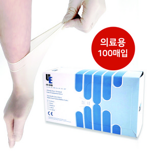 라텍스 글러브 의료용 무분말 라텍스 인증 일회용 장갑 글러브 병원장갑 LATEX GLOVES -Powe Fee 사이즈 XS S M L 1매(100매 단위로 구매 가능), 100개