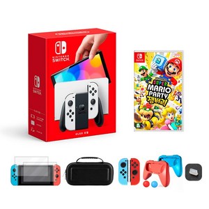 닌텐도 스위치 OLED 화이트 필수 액세서리 풀세트+마리오 파티 잼버리, OLED 화이트 액세서리 세트+마리오 파티 잼버리