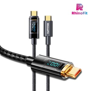 라이노핏 USB C to C 100W PD 고속 충전 투명 디스플레이 케이블 (1.2M)/(2M), 1개, 2m