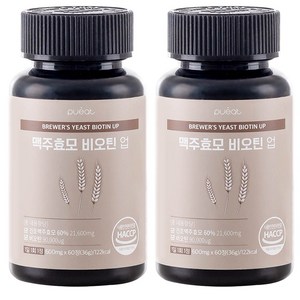 순수한건강 비오틴 정 맥주효모 고함량 21 600mg, 2개, 60정