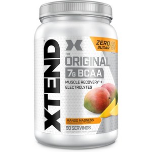 XTEND 오리지널 BCAA 파우더 망고 매드니스 - 아미노산 함유 무설탕 운동 후 근육 회복 음료 - 남성 및 여성용 7g BCAA - 30회분, 1.22kg, 1개