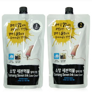 소망 세븐 스피드 먹물 칼라크림 1 2제 각 400ml, 블랙, 1개