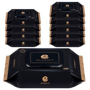 앙블랑 프리미엄 블랙 아기물티슈 캡형 78gsm, 70개입, 20개