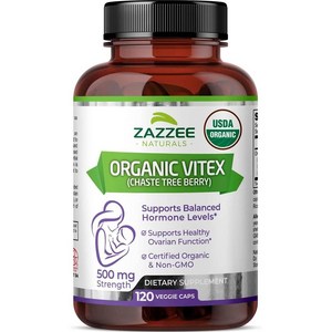 재지 바이텍스 500mg 체이스트베리 추출물 Zazzee Vitex Chast tee Bey, 1개, 120정