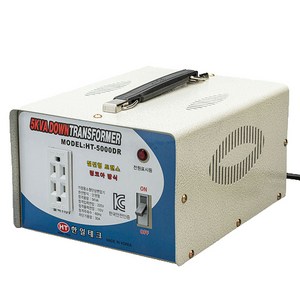 5KVA 링코어 다운 변압기 220V-110V HT-5000DR 한일테크 한국220V에서 110V 미국제품 일본제품 사용 고급형 고효율 절전형 링코아 강압 트랜스 도란스, 1개