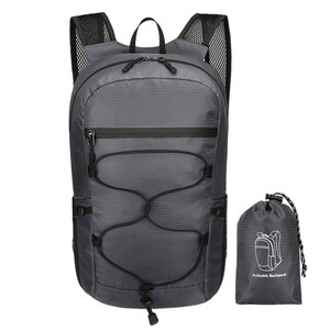 위크무드 로프릿 포켓 초경량 백팩 휴대용 등산 여행 가방, 진그레이