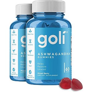 Goli Ashwagandha Vitamin D Gummy 120 Count - Relax. Restoe. Unwind. (Mixed Bey KSM-66 Vegan Plan, 2개, 120정