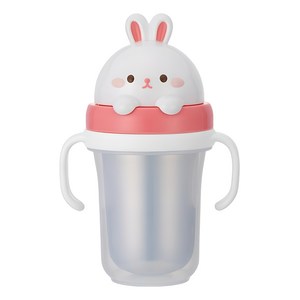 에디슨 프렌즈 흘림방지 이중 스텐 빨대컵2 300ml, 1개, 흰토끼