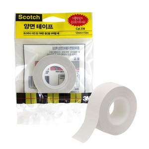 3M 138 종이 양면테이프 12mm x 10m, 1개